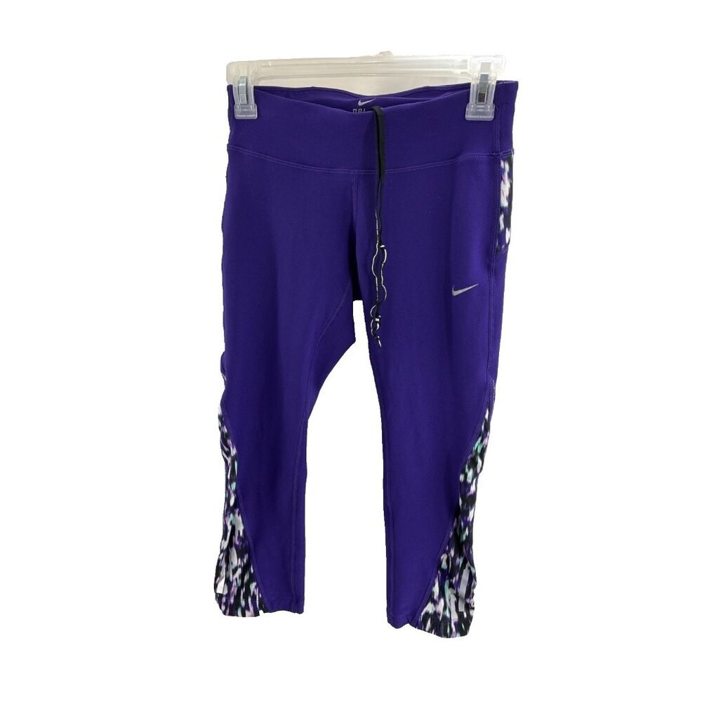 Nike Womens Size S Dri Fit Purple Capri Leggings Running Athletic Pants Stretch